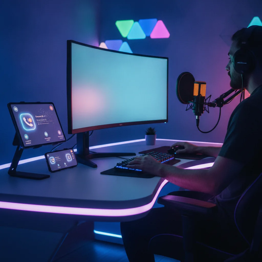 real photo of a content creator livestream setup